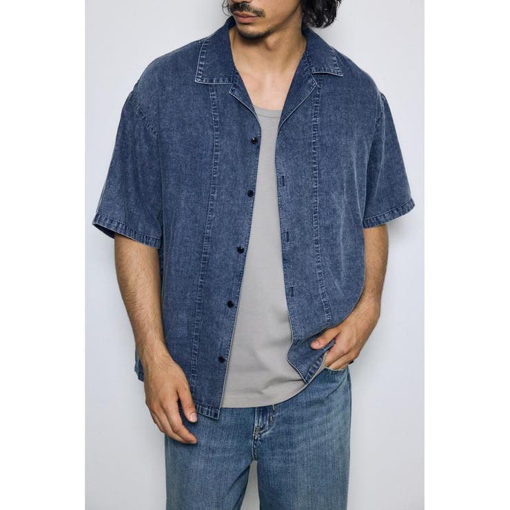 ヴィンテージウォッシュ開襟シャツ | AZUL BY MOUSSY | 詳細画像15 