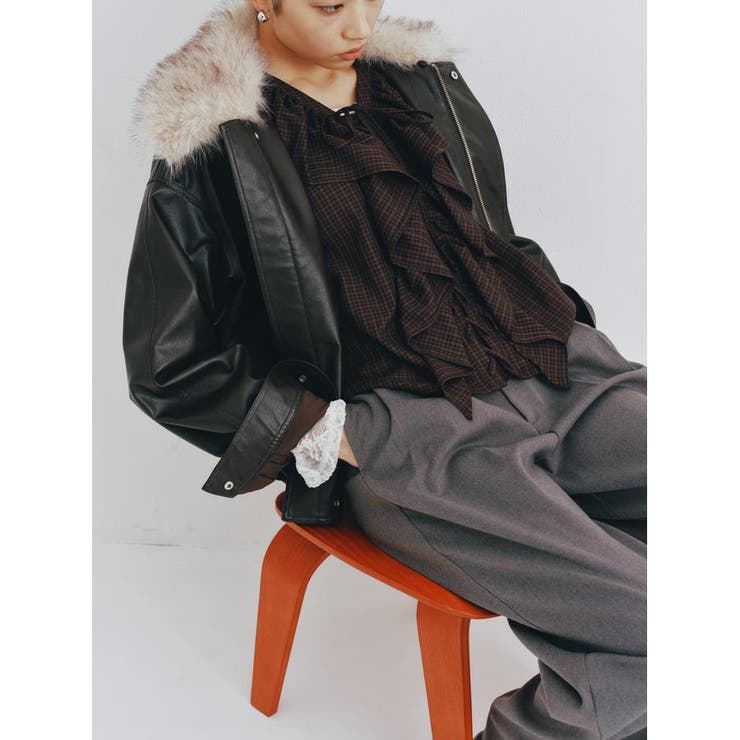 フェイクレザー/スエード2WAYファー付ブルゾン | AZUL BY MOUSSY | 詳細画像36 