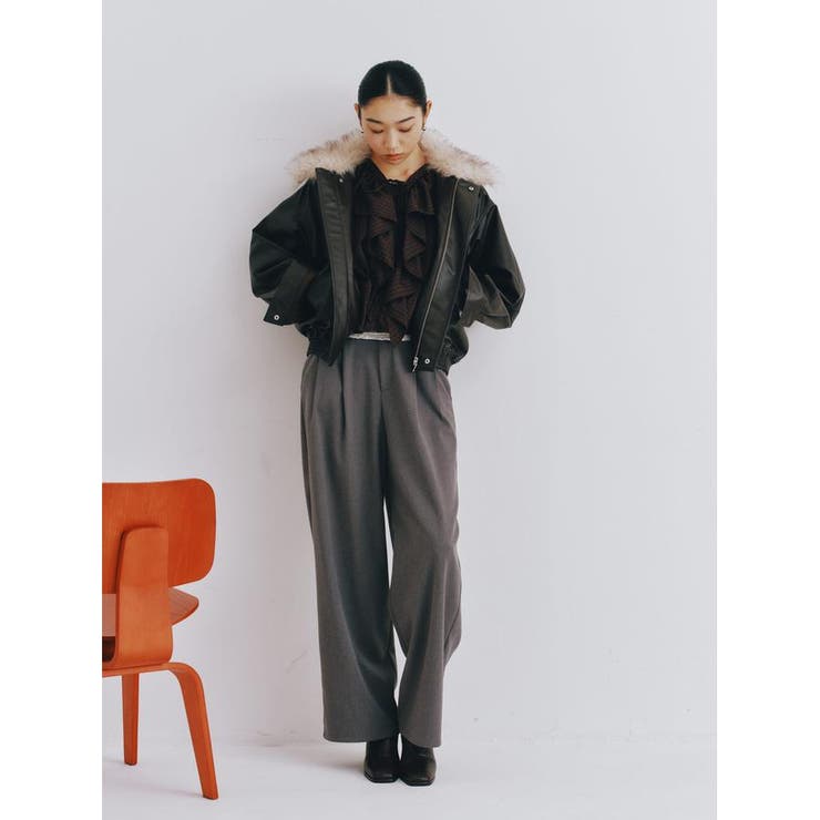 フェイクレザー/スエード2WAYファー付ブルゾン | AZUL BY MOUSSY | 詳細画像37 