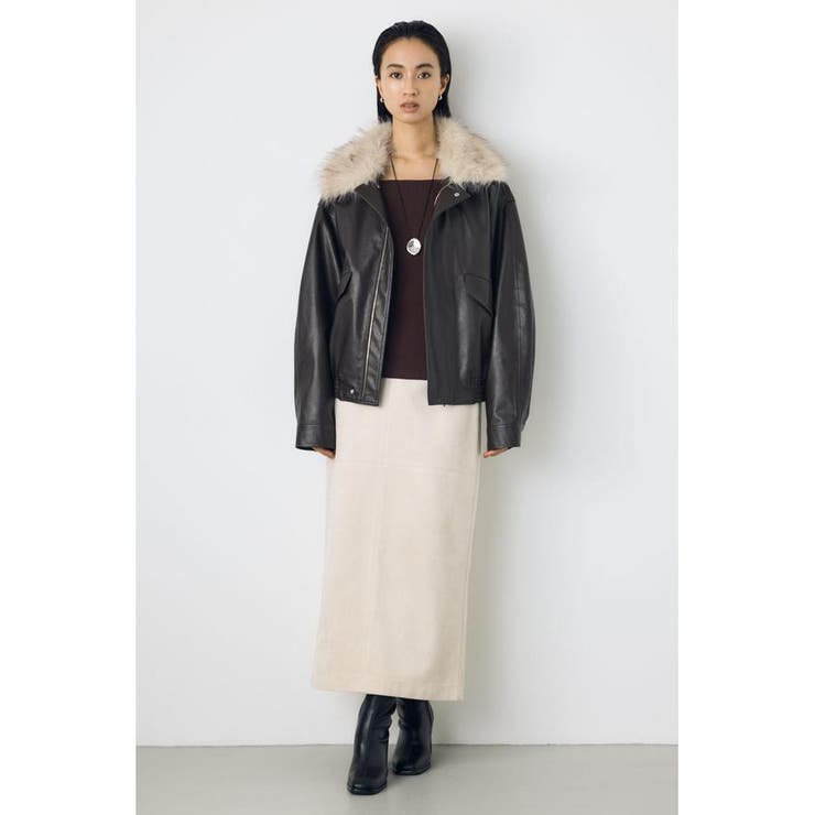 フェイクレザー/スエード2WAYファー付ブルゾン | AZUL BY MOUSSY | 詳細画像41 