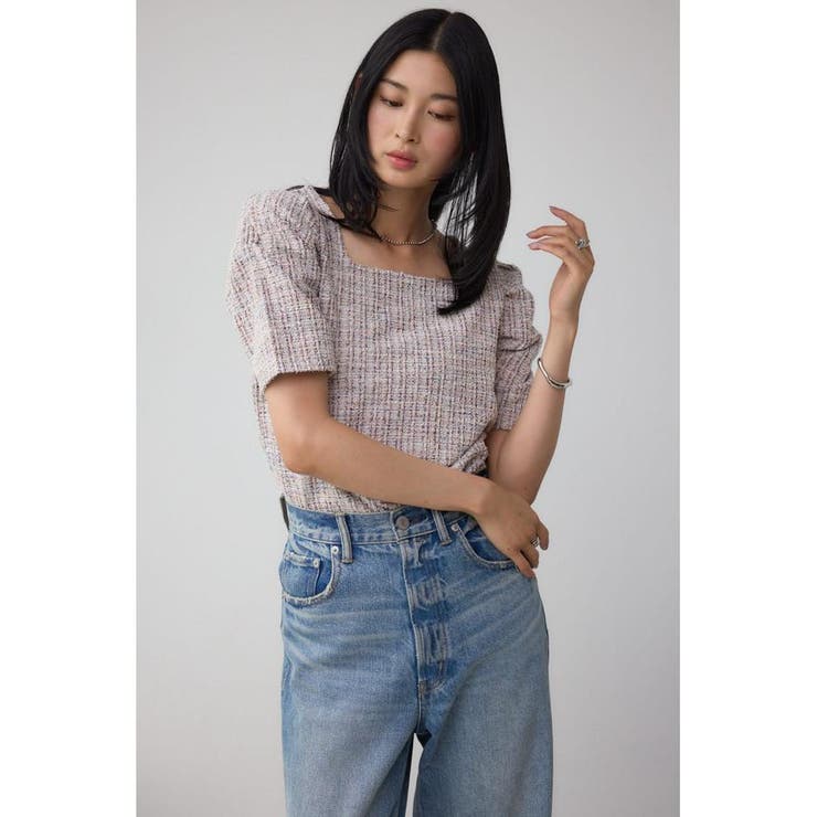 カットツイード袖ギャザートップス | AZUL BY MOUSSY | 詳細画像21 