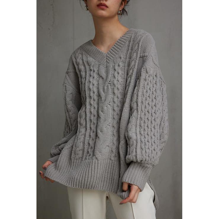 シェニールケーブルVネックニットトップス | AZUL BY MOUSSY | 詳細画像41 