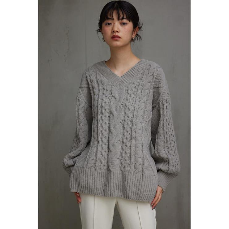 シェニールケーブルVネックニットトップス | AZUL BY MOUSSY | 詳細画像42 