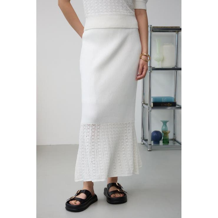 O/WHT1 | クロシェニットスカート | AZUL BY MOUSSY
