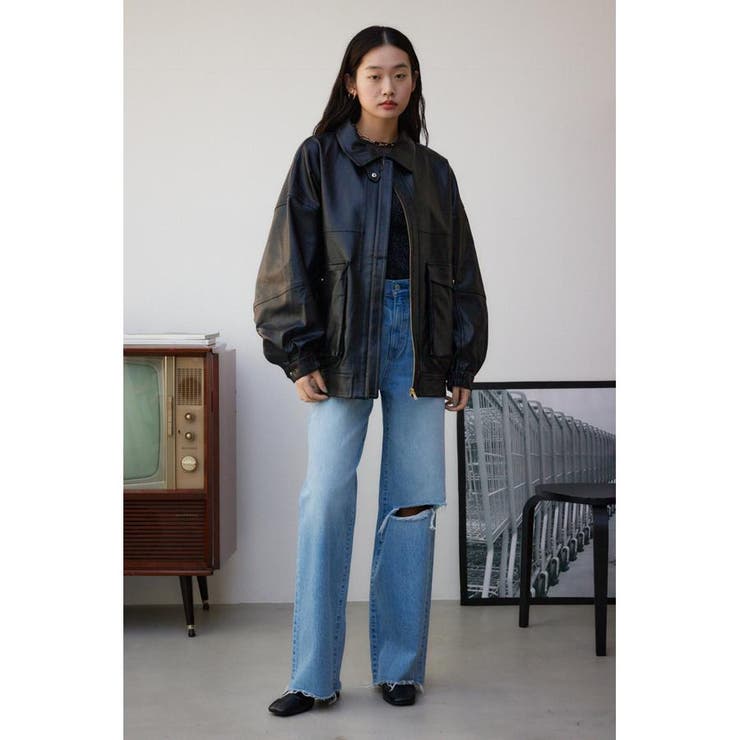 フェイクレザーオーバーブルゾン[品番：AZLW0021666]｜AZUL BY MOUSSY 