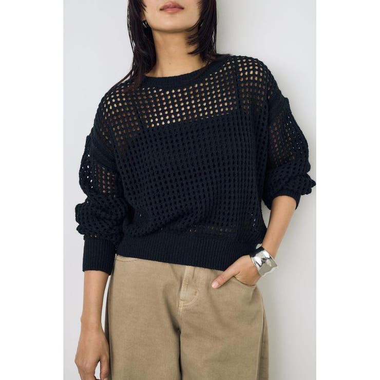 クロップドメッシュニット | AZUL BY MOUSSY | 詳細画像3 