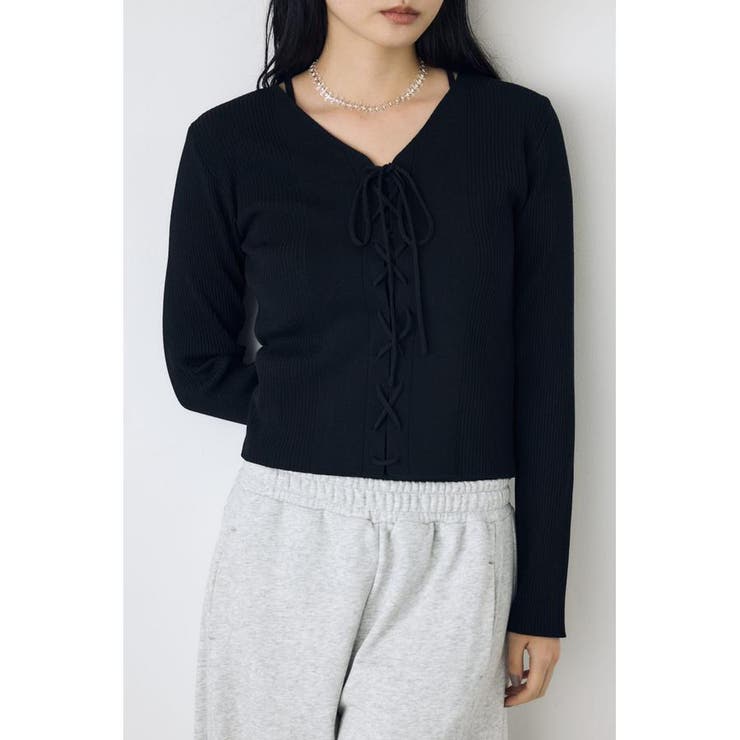フェイクレイヤードレースアップニット | AZUL BY MOUSSY | 詳細画像3 