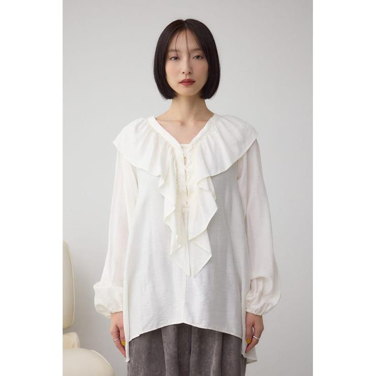 レースアップラッフルブラウス | AZUL BY MOUSSY | 詳細画像12 