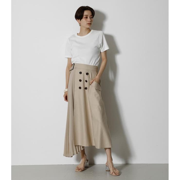 FRONT PLEATS COMBI SKIRT[品番：AZLW0018775]｜AZUL BY MOUSSY