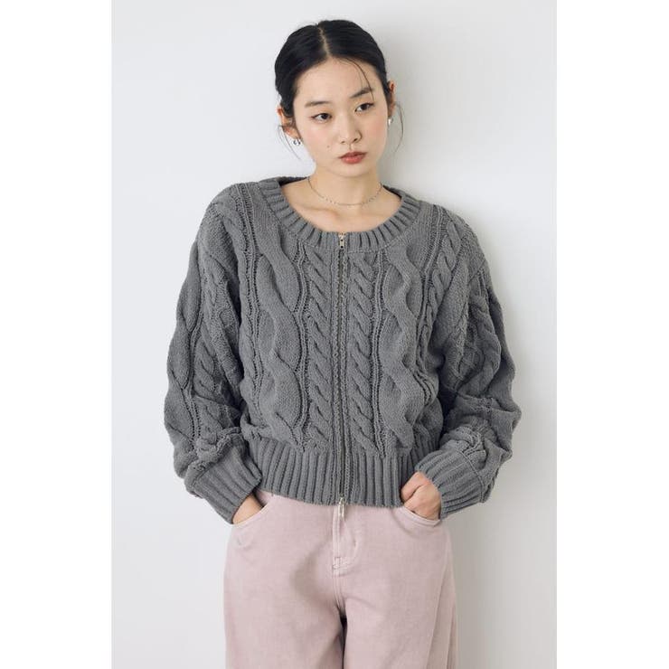 C.GRY | ダブルジップニットカーディガン | AZUL BY MOUSSY