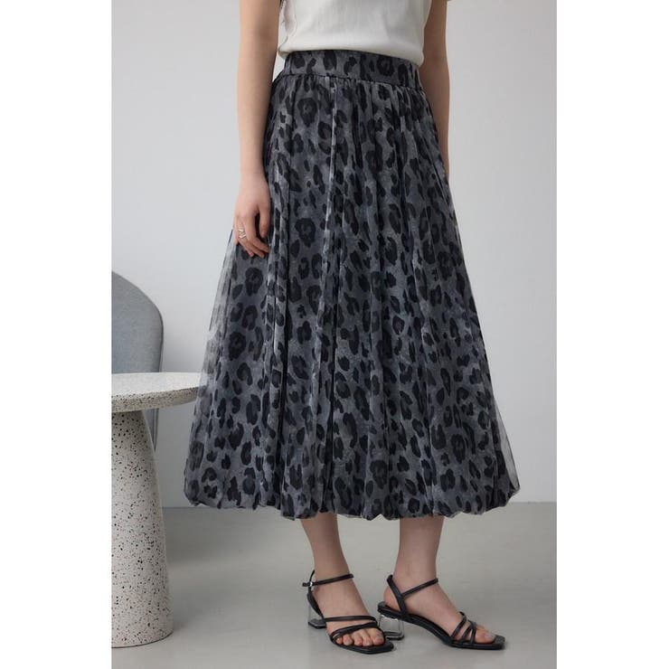 柄BLK5 | チュールレイヤードバルーンスカート | AZUL BY MOUSSY