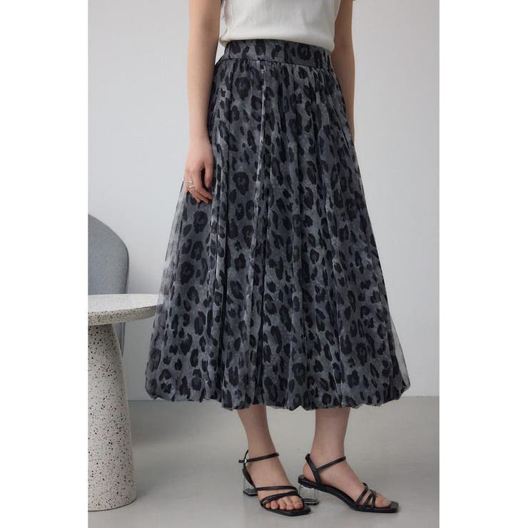 柄BLK5 | チュールレイヤードバルーンスカート | AZUL BY MOUSSY