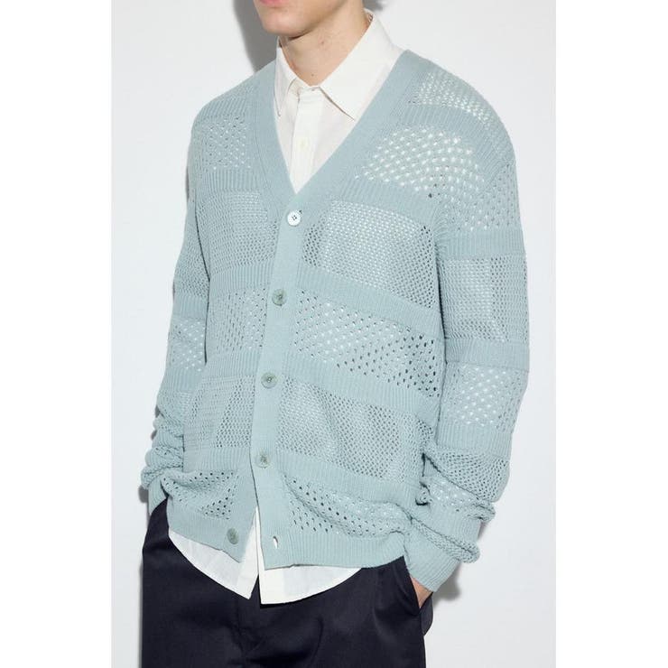 L/BLU1 | 透かし編み柄変化カーディガン | AZUL BY MOUSSY
