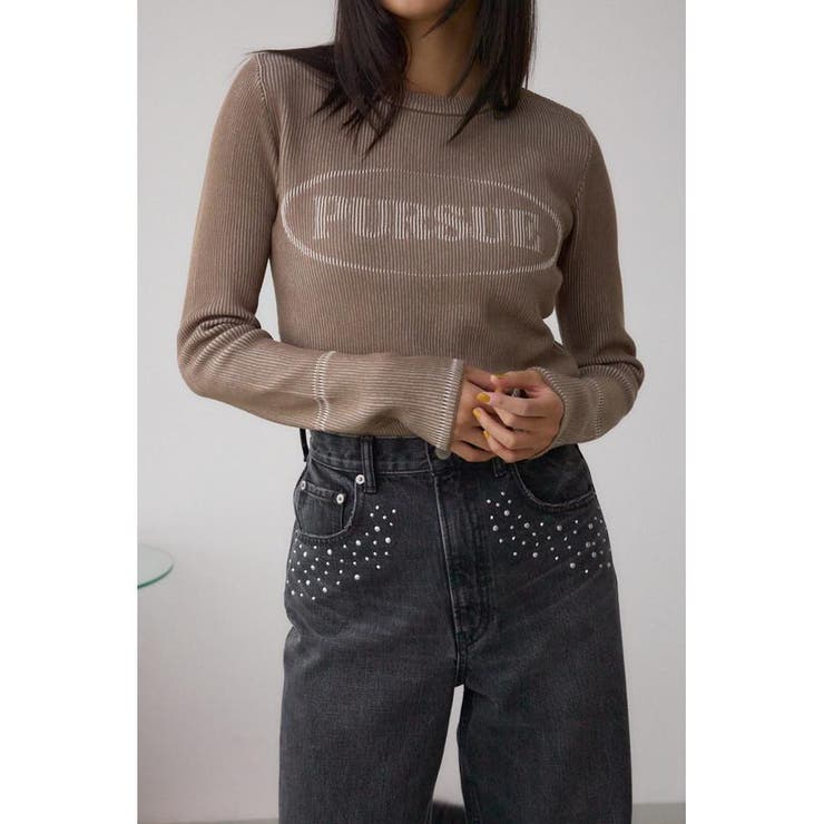 L/BRN1 | ジャガードロゴリブトップス | AZUL BY MOUSSY