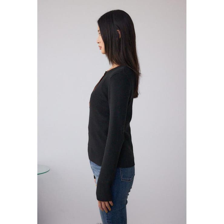 格上げ ヘンリーネックデザインニットトップス | AZUL BY MOUSSY | 詳細画像5 