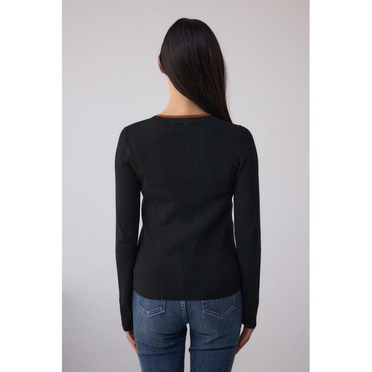 格上げ ヘンリーネックデザインニットトップス | AZUL BY MOUSSY | 詳細画像6 