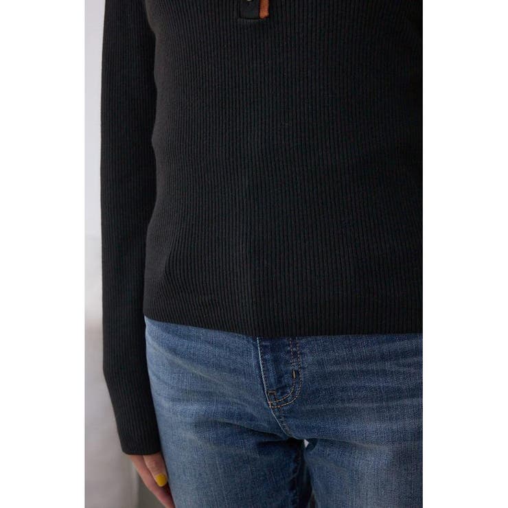 格上げ ヘンリーネックデザインニットトップス | AZUL BY MOUSSY | 詳細画像10 