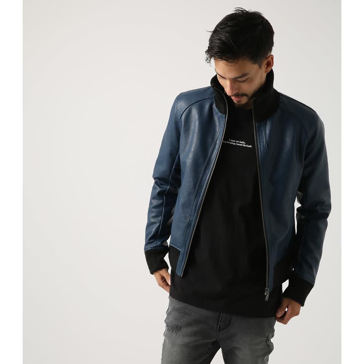 MOUSSY 黒 合成皮革 コート サイズ2 合皮スタンドリブネックブルゾン[品番：AZLW0014988]｜AZUL BY