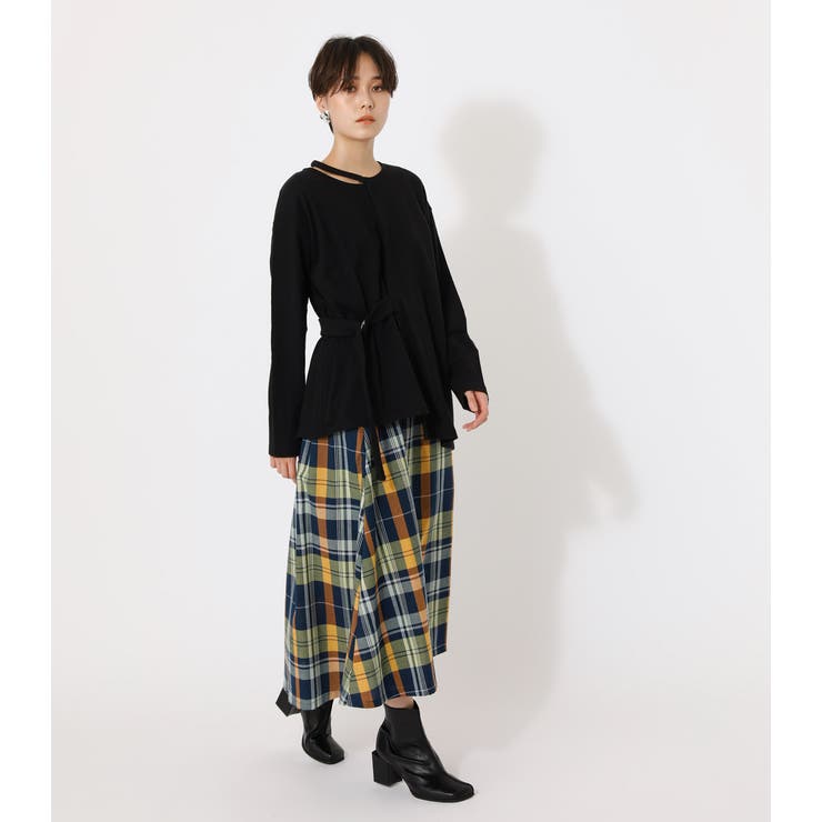BIG CHECK WRAP SKIRT/ビッグチェックダブルラップスカート[品番