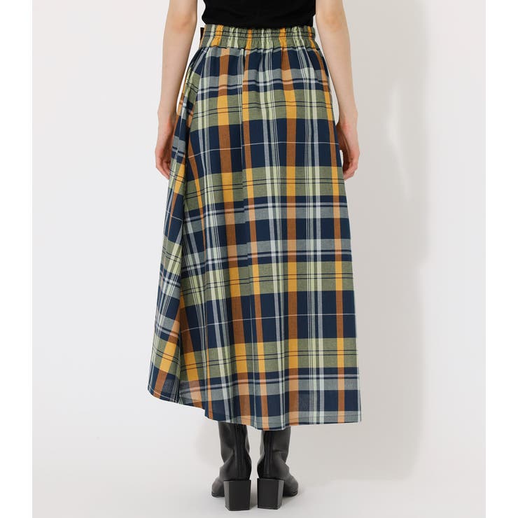 BIG CHECK WRAP SKIRT/ビッグチェックダブルラップスカート[品番
