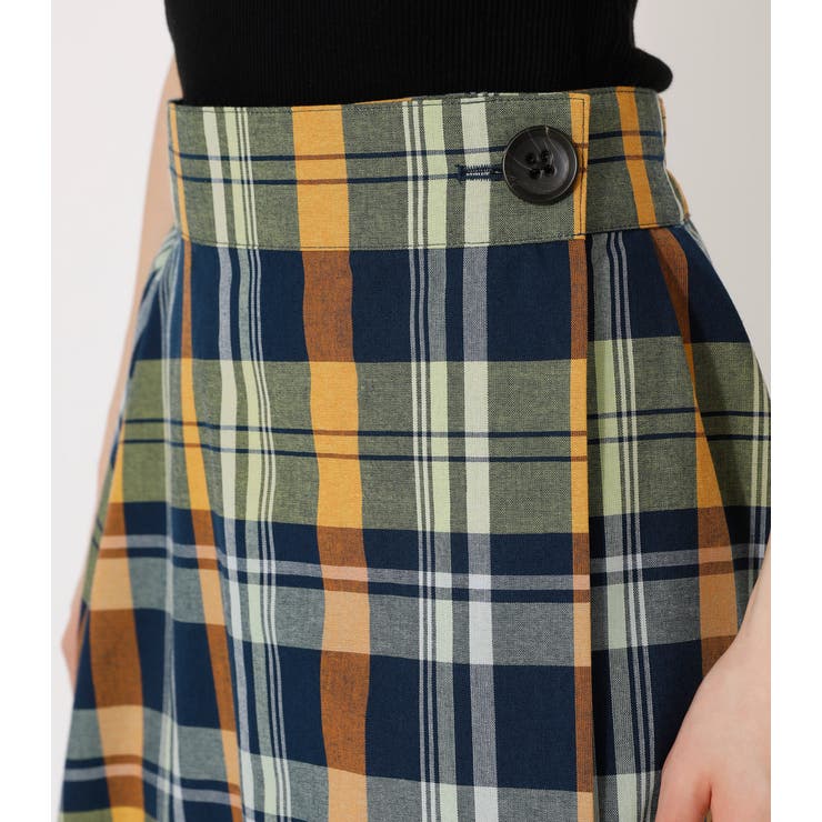 BIG CHECK WRAP SKIRT/ビッグチェックダブルラップスカート[品番