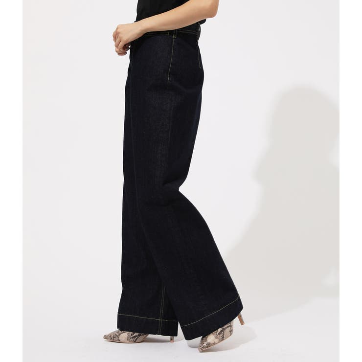 マウジー レディース ワイドデニムジーンズ ハイウエスト ブルー XS 未使用品 アズールバイマウジー AZUL BY MOUSSY AZUL DENIM ハイウエスト
