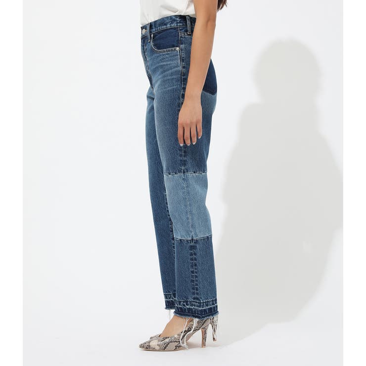 ♥BLUE BLUE ♥パッチワーク ストレートデニム♦ 32インチ PATCHWORK DENIM STRAIGHT/パッチワークデニムストレート[品番