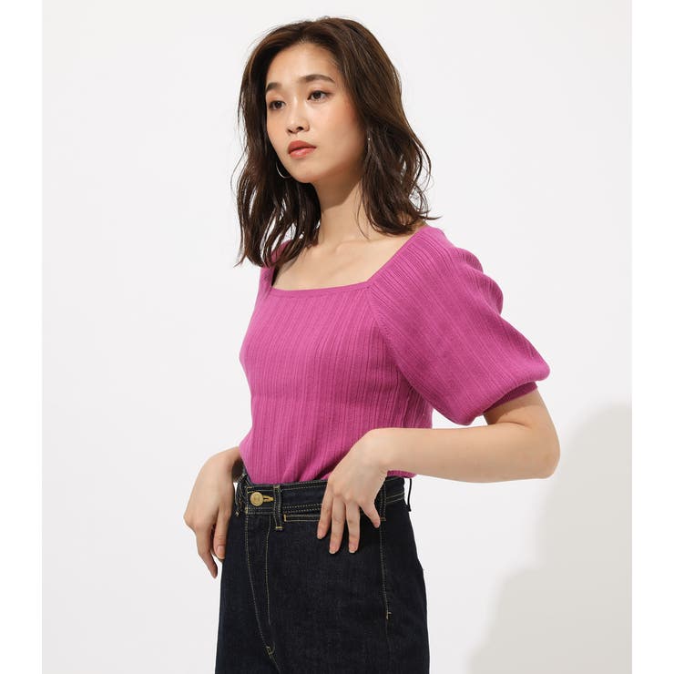 Puff sleeve knit tops/パフスリーブニットトップス[品番：AZLW0016363