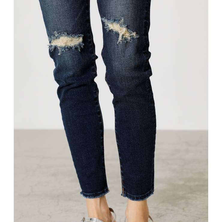 CRASH DENIM SKINNY/クラッシュデニムスキニー[品番：AZLW0017553