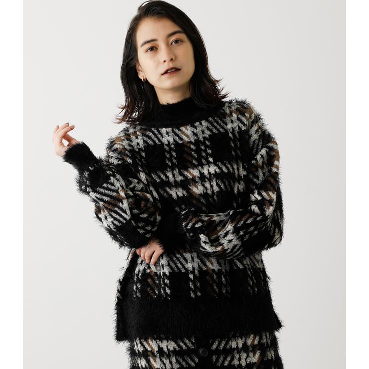 BIG CHECK SHAGGY KNIT/ビッグチェックシャギーニット[品番