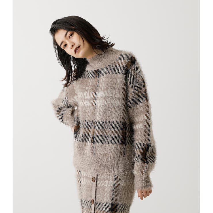 BIG CHECK SHAGGY KNIT/ビッグチェックシャギーニット