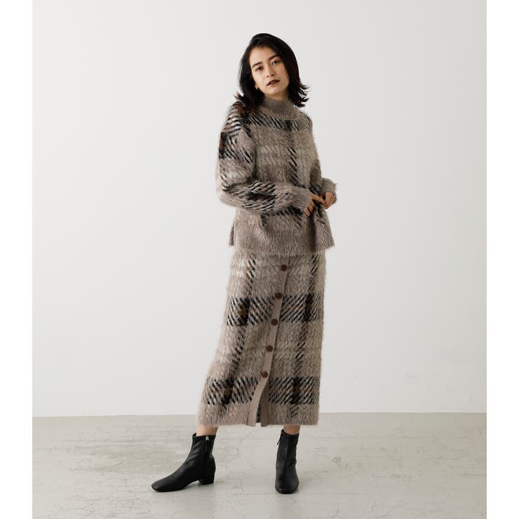 BIG CHECK SHAGGY KNIT/ビッグチェックシャギーニット[品番