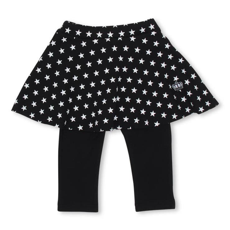 星柄/ブラック/7分 | スカート付きウルトラストレッチパンツ 6422K | BABYDOLL