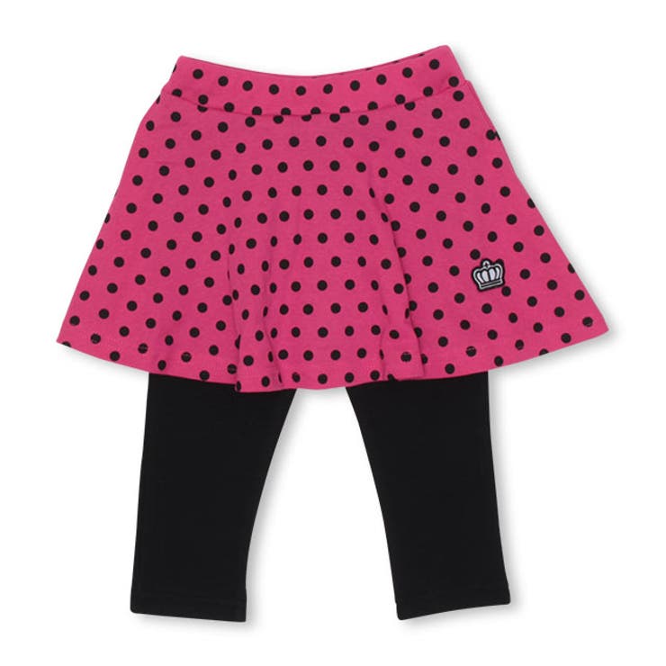 ドット/ラズベリー/7分 | スカート付きウルトラストレッチパンツ 6422K | BABYDOLL