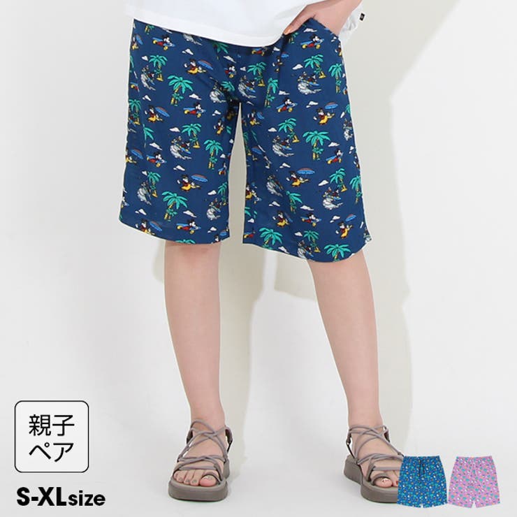 WEB限定カラー 親子お揃い ディズニー (トップス 8267A リゾート柄ハーフパンツ ボトムス・スパッツ