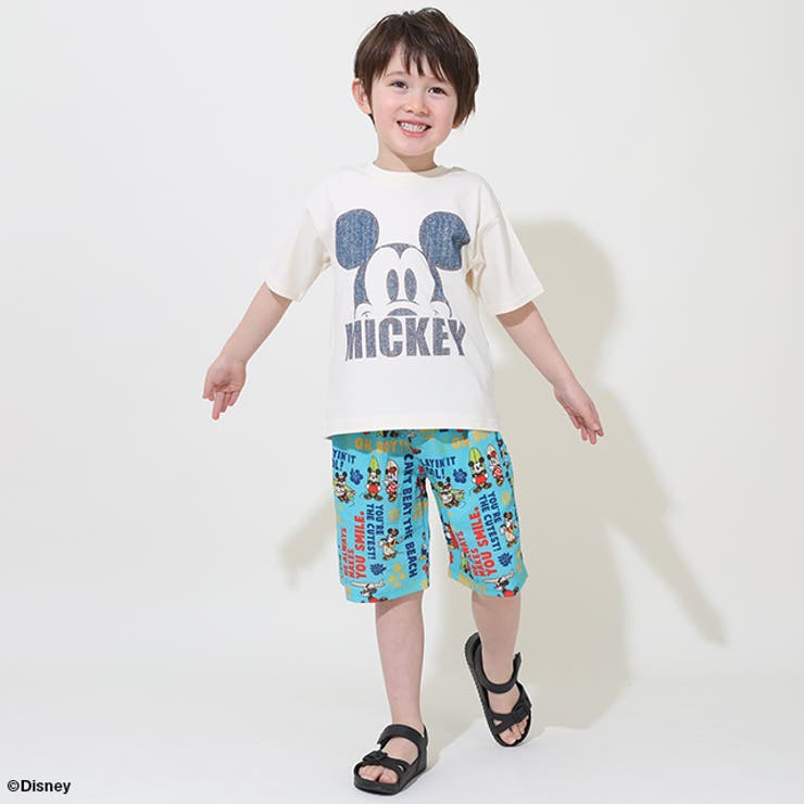 親子お揃い ディズニー デニム貼付風Tシャツ[品番：BYDK0006636 