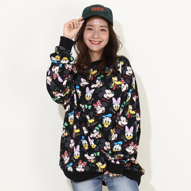 WEB限定 親子お揃い ディズニー レトロ総柄トレーナー 9893A[品番