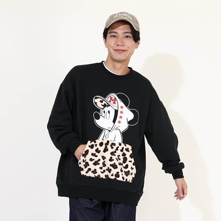 親子お揃い ディズニー ヒョウ柄ボアポケットトレーナー 0004A