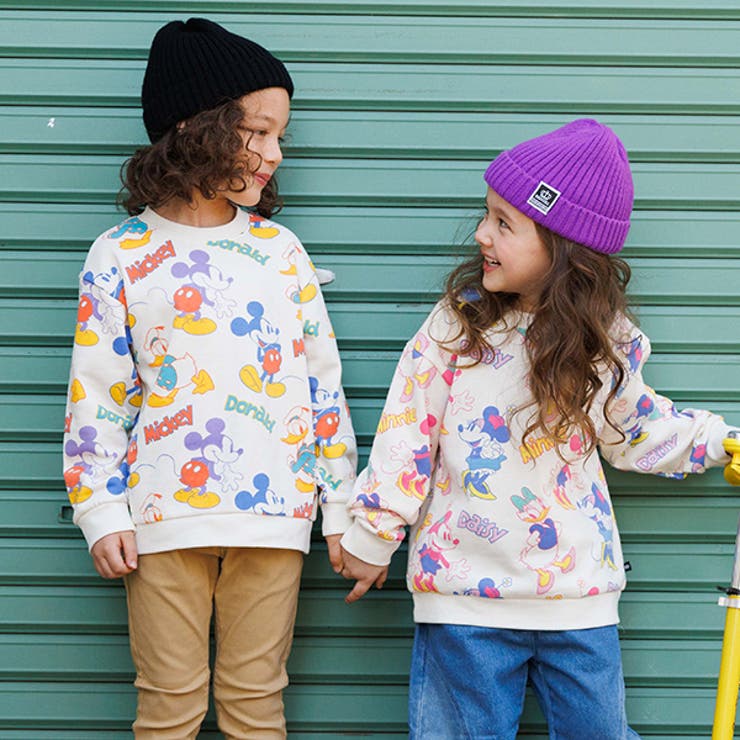 親子お揃い ディズニー 総柄トレーナー 0127K[品番：BYDK0007126