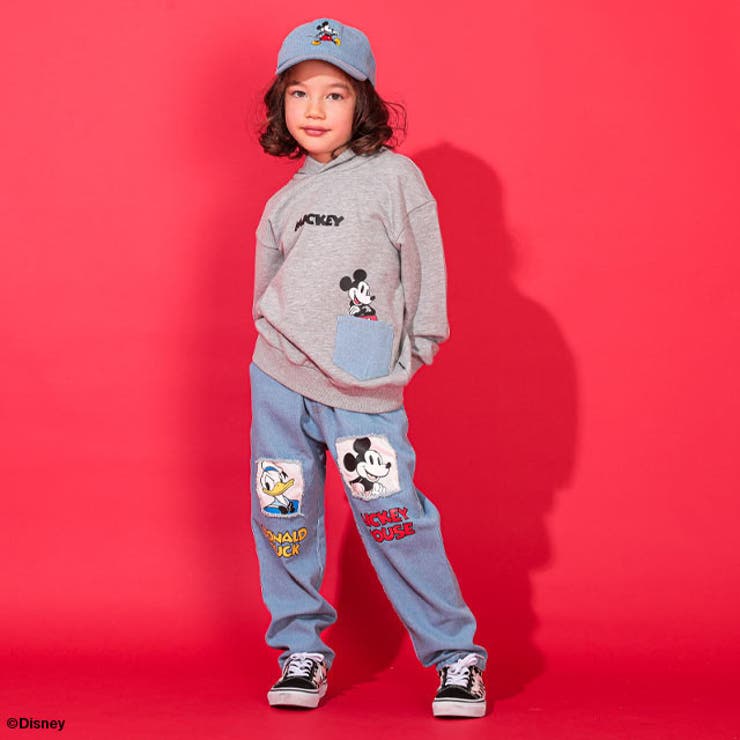 親子お揃い ディズニー デニムポケットパーカー 0197K[品番