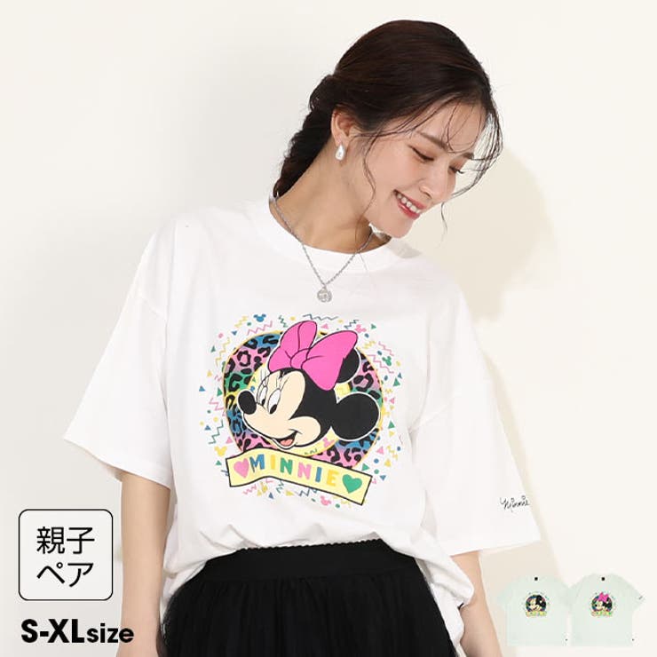 親子お揃い ディズニー カラフルBIGフェイスTシャツ 0291A[品番