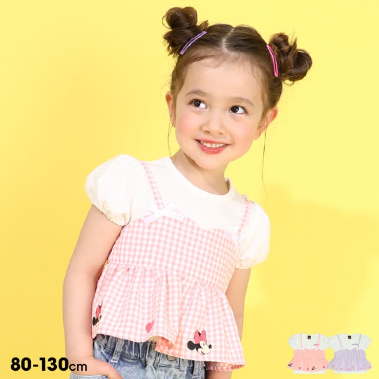 大特価 pop ディズニー 0319K[品番 Tシャツ＆チェックキャミセット セット、まとめ売り