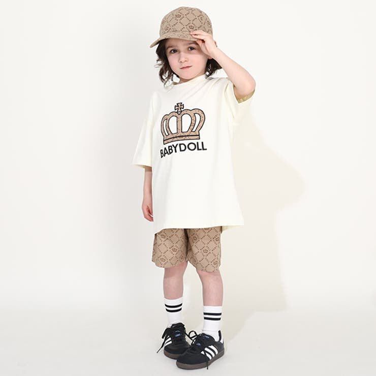 総柄王冠貼付Tシャツ 0344K[品番：BYDK0007338]｜BABYDOLL