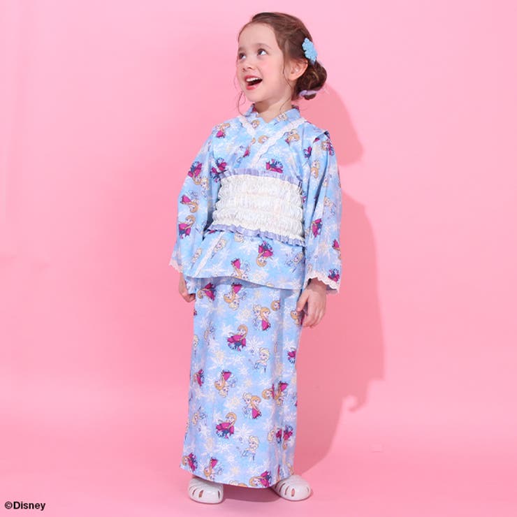 子供　浴衣　3点セット　新品　ディズニープリンセス Disney（ディズニー）の「ディズニー プリンセス 2WAY浴衣