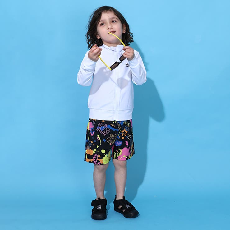 ストレッチツイル裾ロゴプリントロングパンツ(90~150cm)(90cm