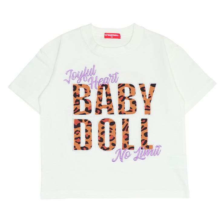 ホワイト | 親子お揃い ヒョウ柄貼付ロゴTシャツ 0544K | BABYDOLL