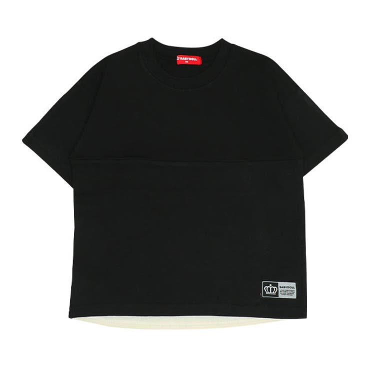 ブラック | 親子お揃い バックロゴレイヤードTシャツ 0545K | BABYDOLL