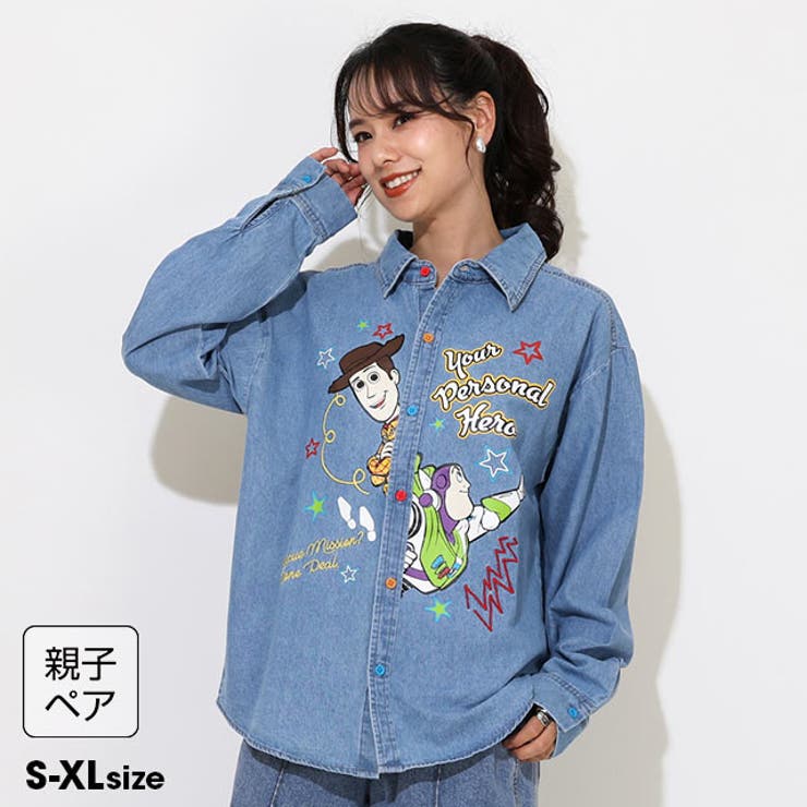 親子お揃い ディズニー トイ・ストーリー キャラクター刺繍シャツ 0732A | BABYDOLL | 詳細画像1 