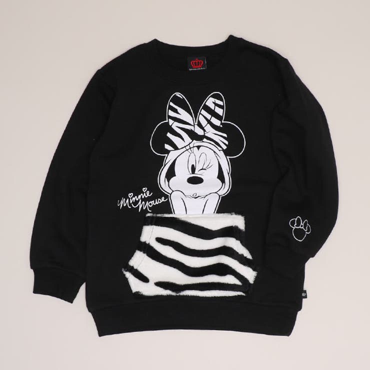 ブラック/ミニー(ゼブラ) | 親子お揃い ディズニー アニマル柄ボアポケットトレーナー 1009K | BABYDOLL