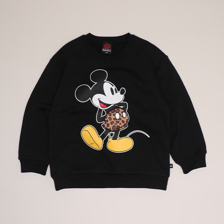 ミッキー | 親子お揃い ディズニー ヒョウ柄裏起毛トレーナー 1014K | BABYDOLL